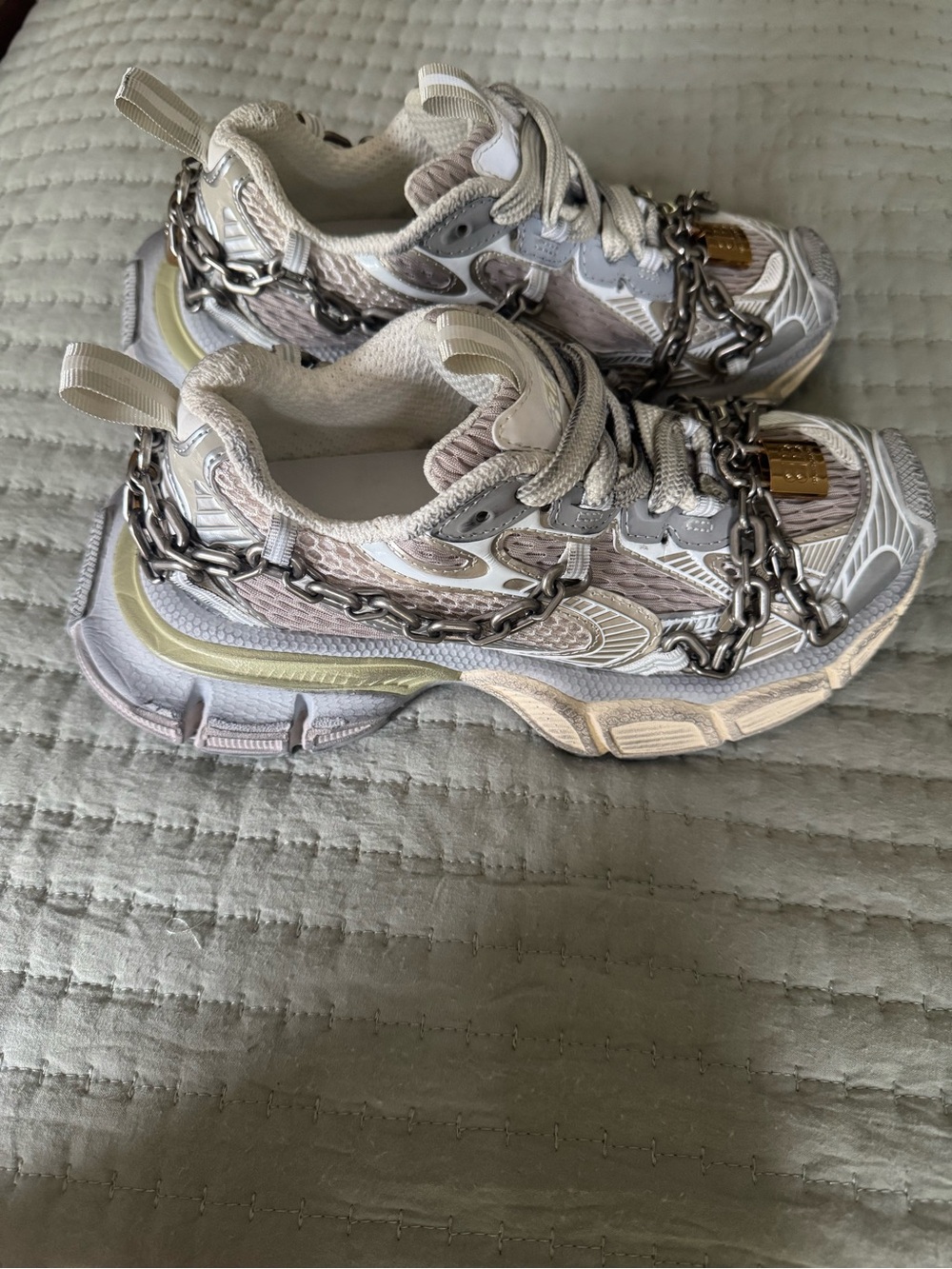 Triple S sneakers silver and gold lock and chain size 36 / 6 new